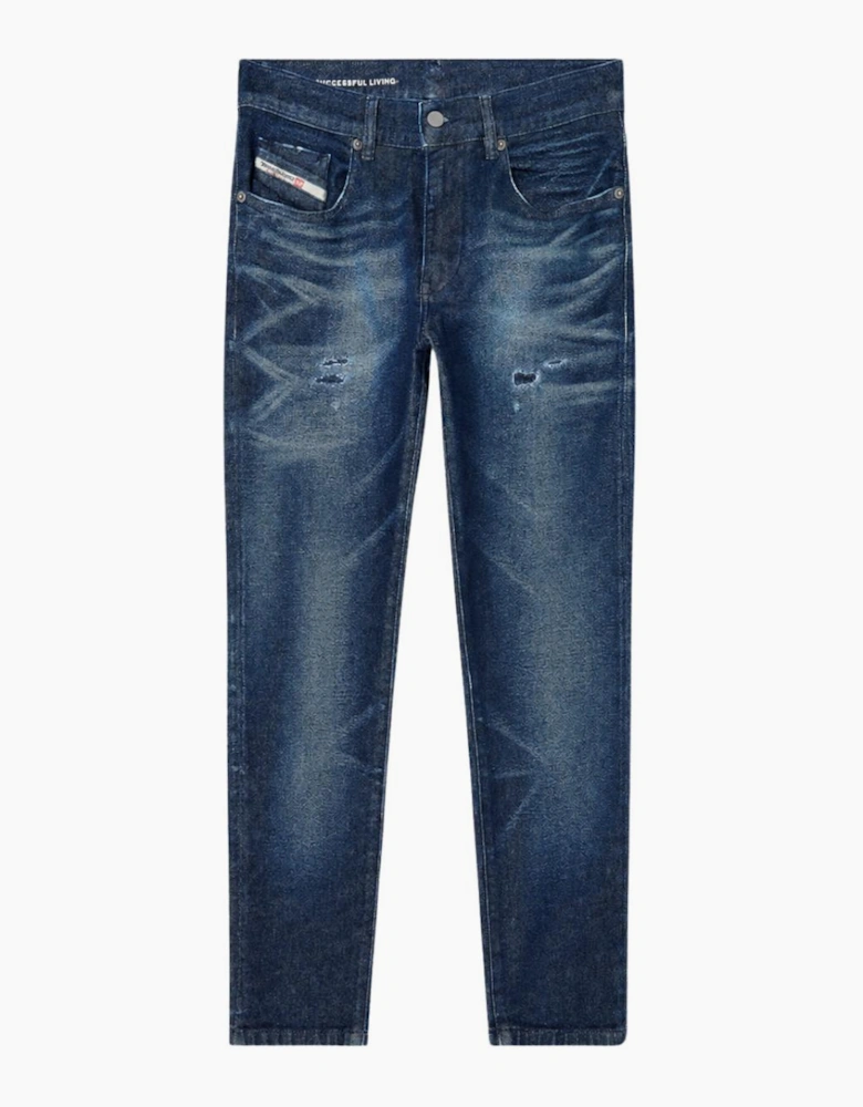 2019 D-Strukt Slim Fit Distressed Indigo Blue Jeans