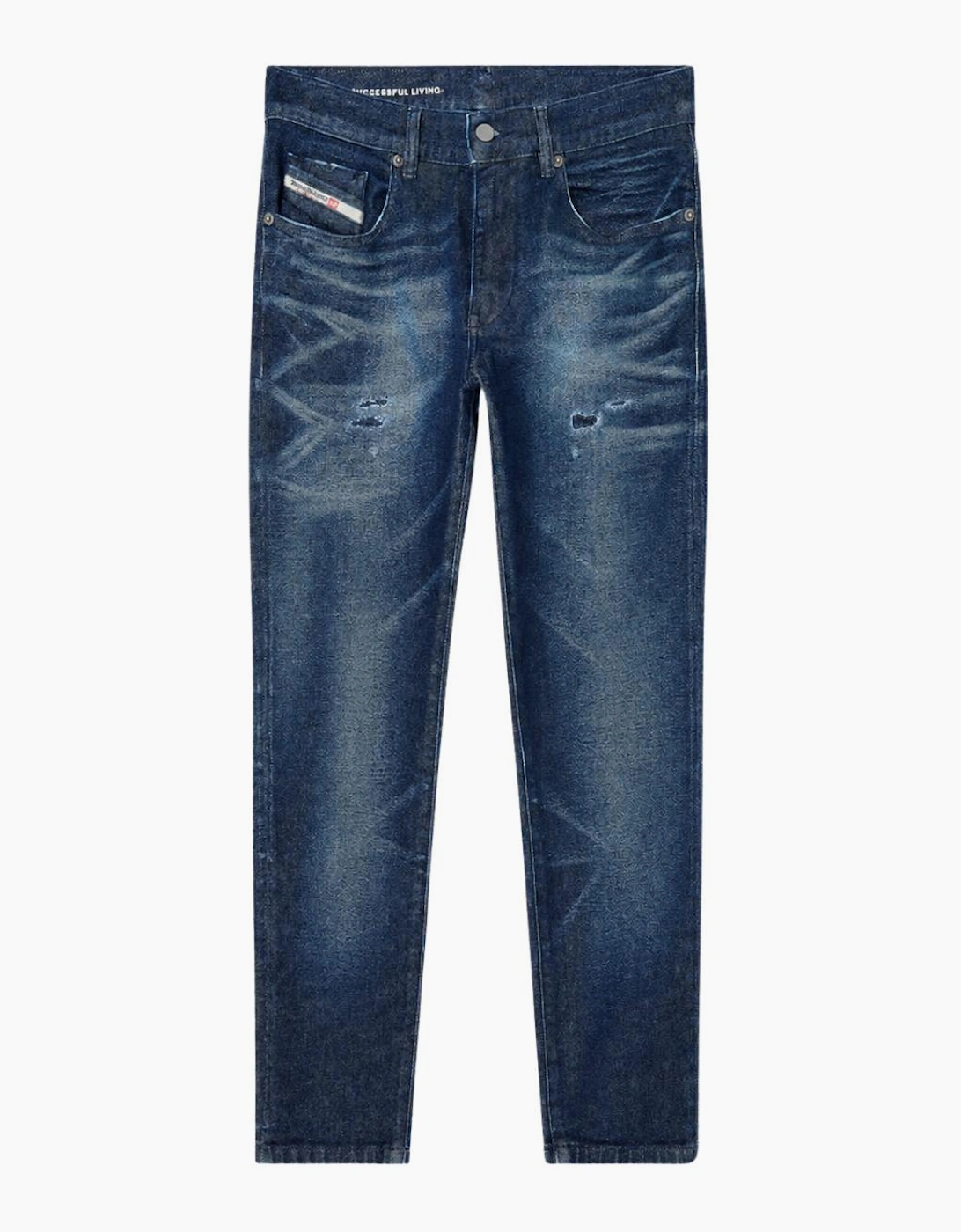 2019 D-Strukt Slim Fit Distressed Indigo Blue Jeans