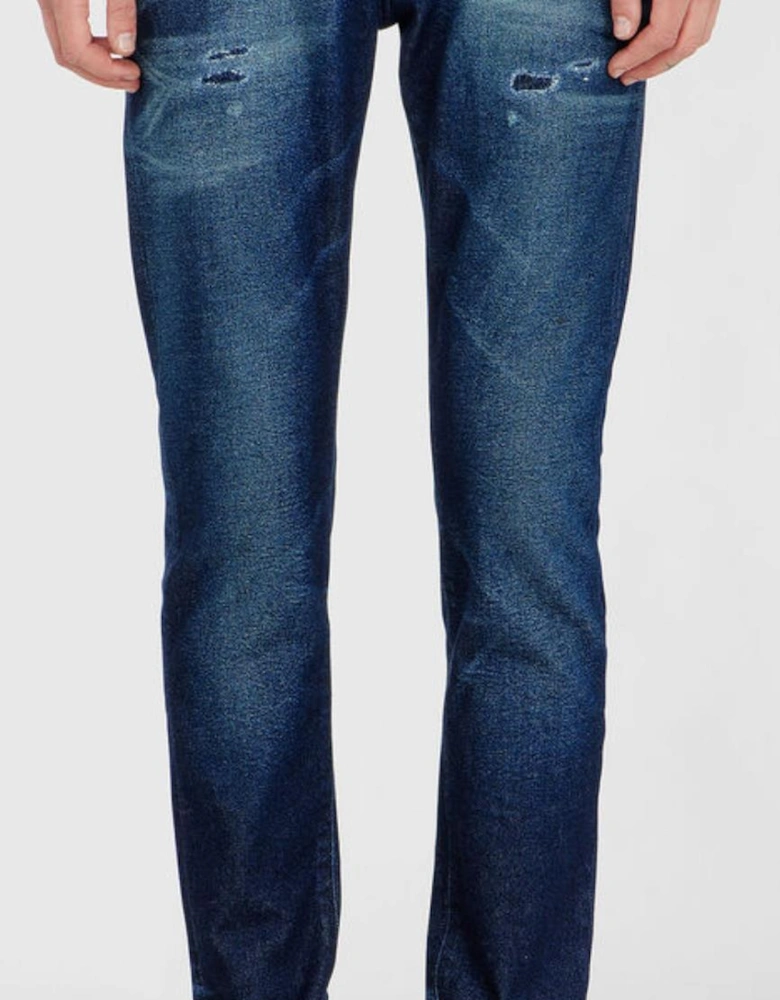 2019 D-Strukt Slim Fit Distressed Indigo Blue Jeans