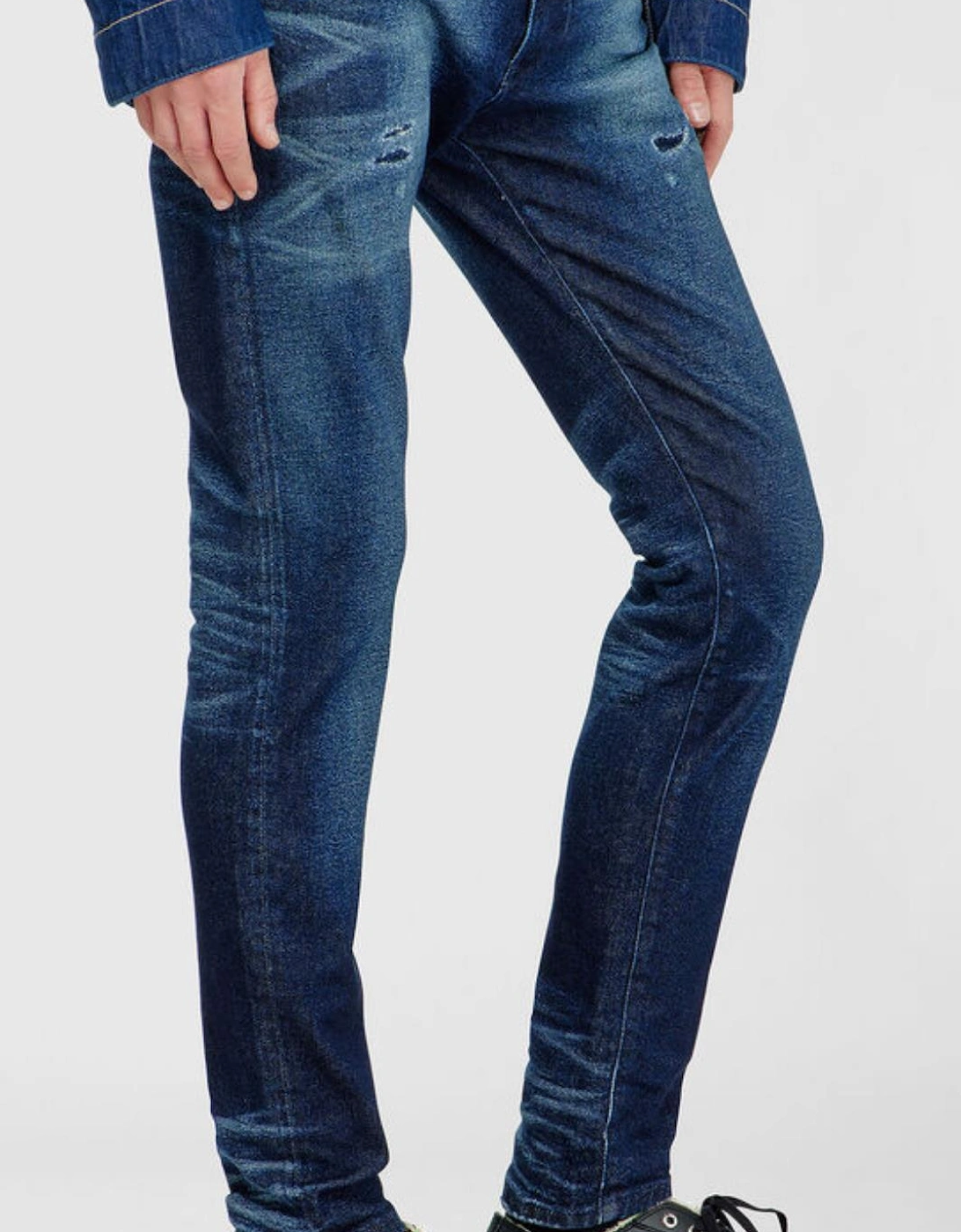 2019 D-Strukt Slim Fit Distressed Indigo Blue Jeans