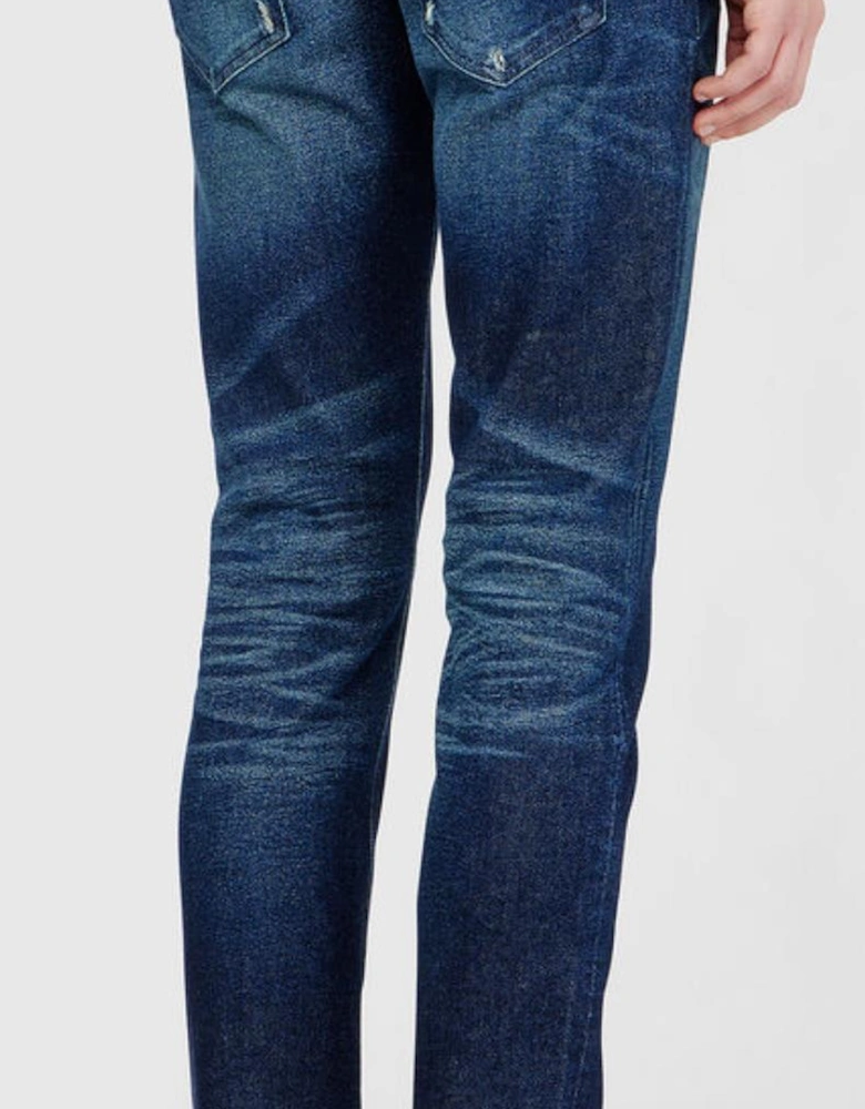 2019 D-Strukt Slim Fit Distressed Indigo Blue Jeans