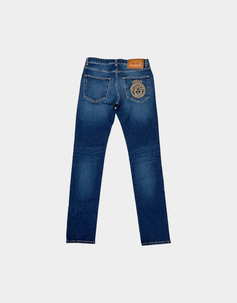 Medusa Head Denim Taylor Jeans Blue