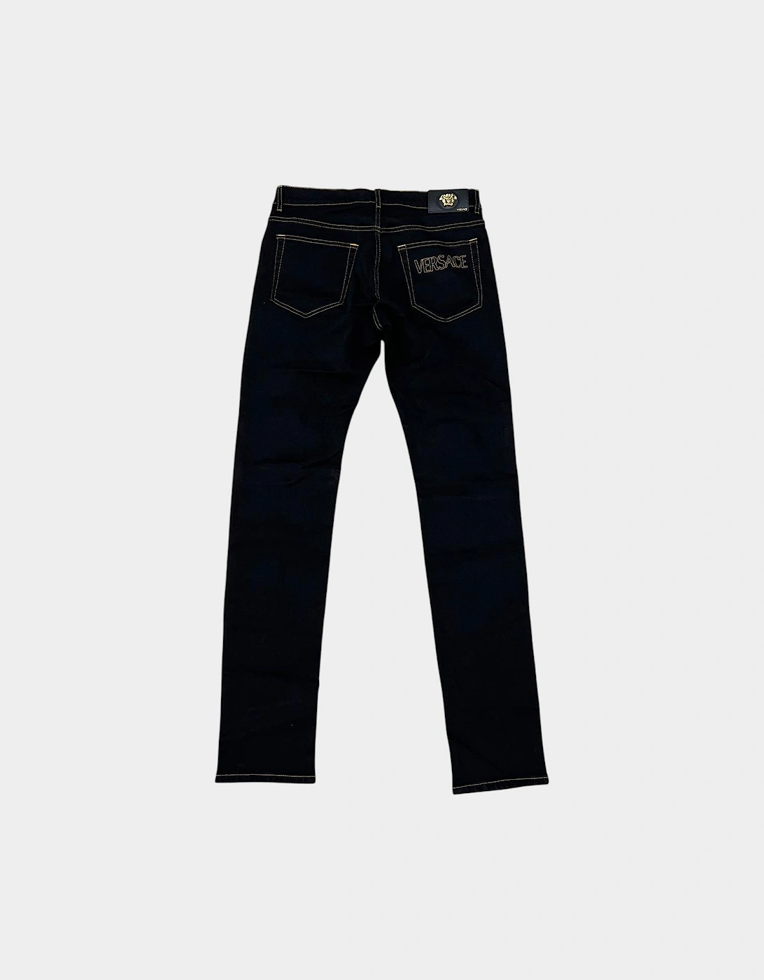 Medusa Head Stretch Denim Jeans Black
