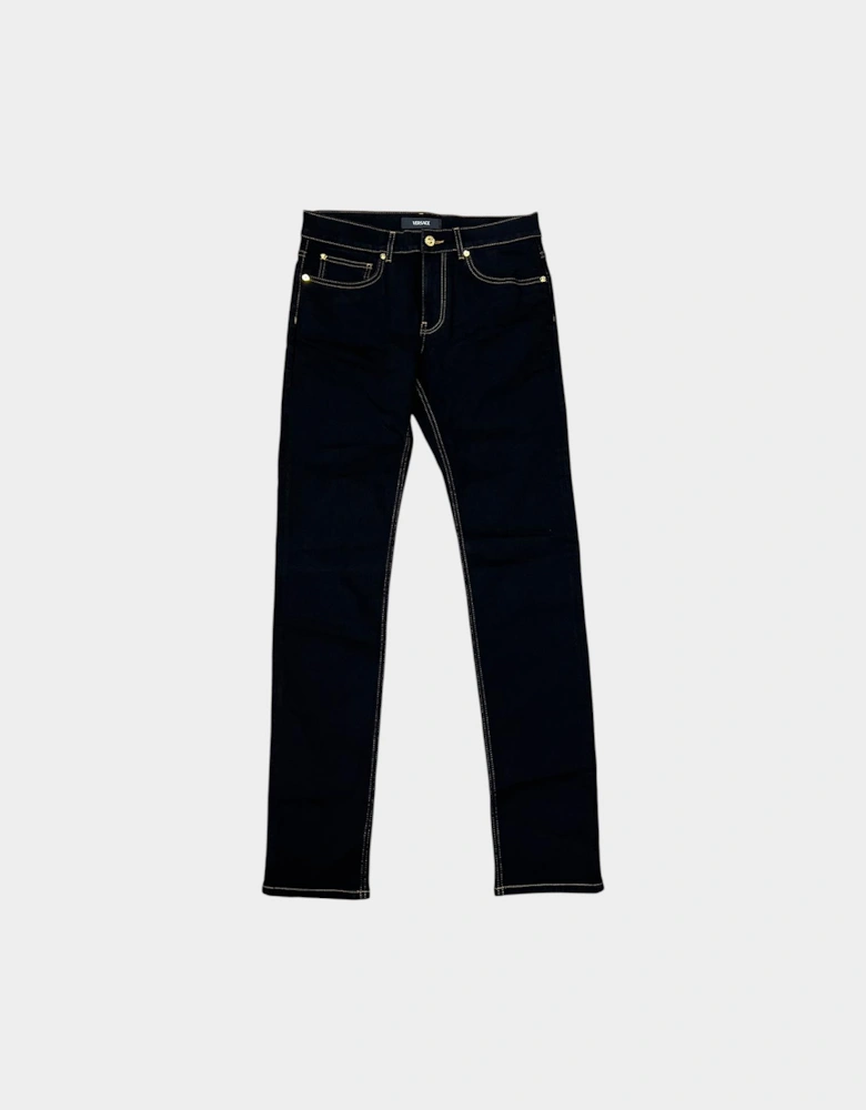 Medusa Head Stretch Denim Jeans Black