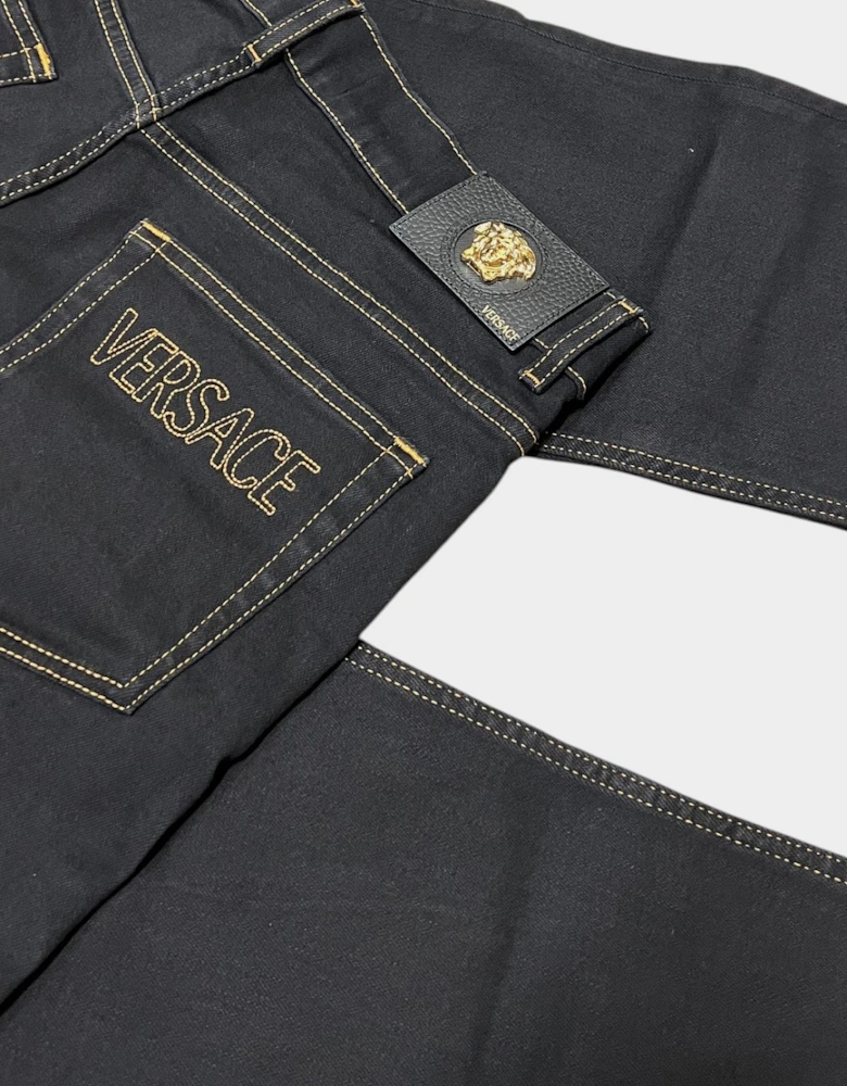 Medusa Head Stretch Denim Jeans Black