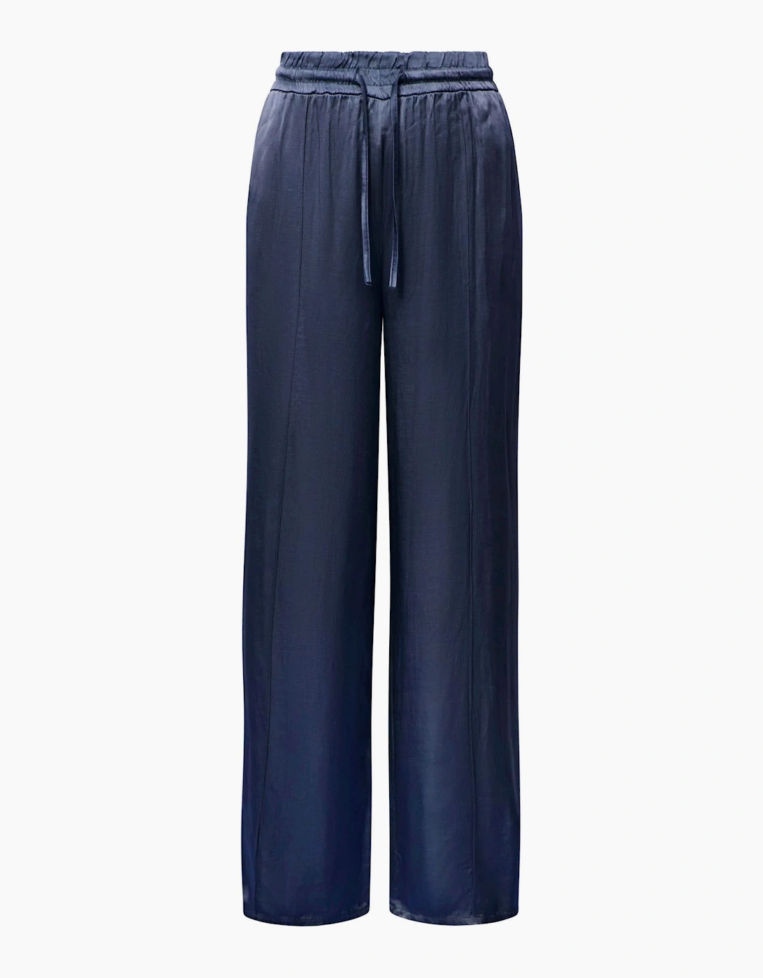 Navy Wide-Leg Drawstring Trousers