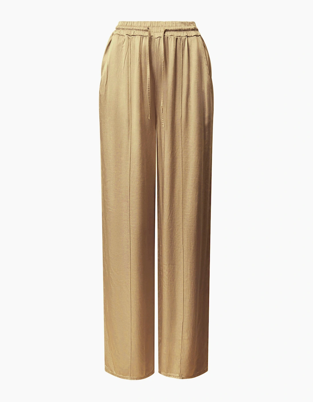 Camel Wide-Leg Drawstring Trousers