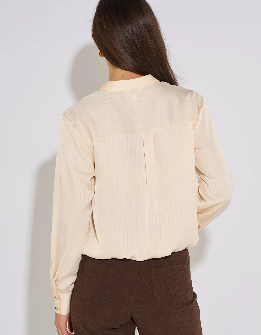 Champagne Burnout Stripe V Neck Blouse