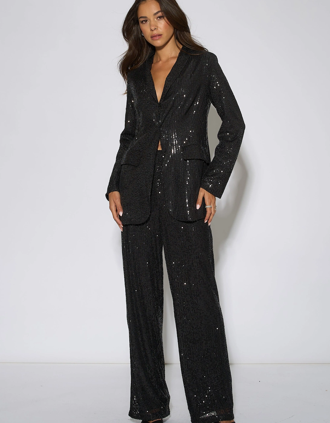 Black Sequin Edge to Edge Blazer