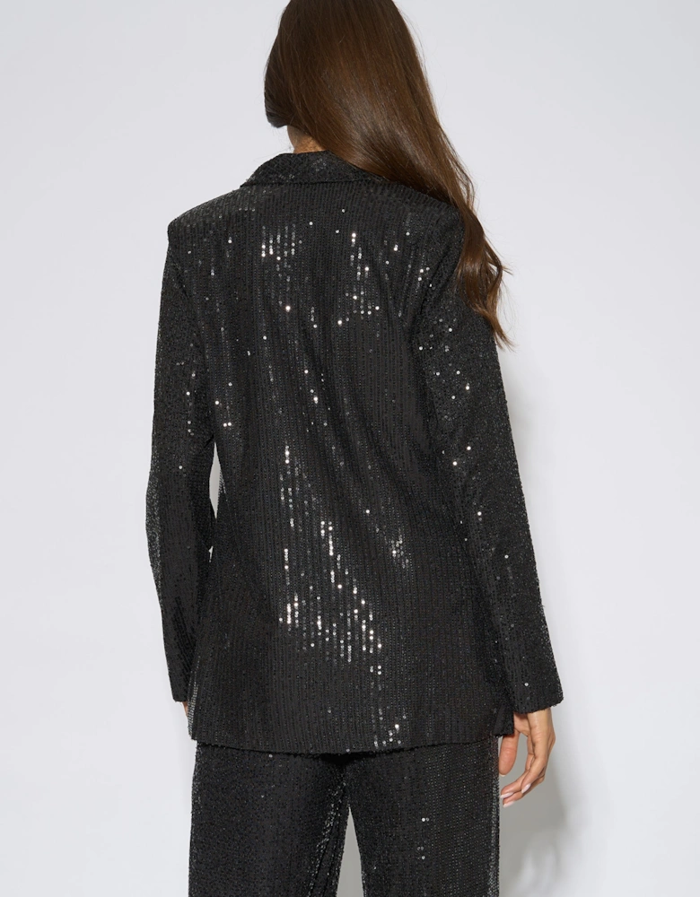 Black Sequin Edge to Edge Blazer
