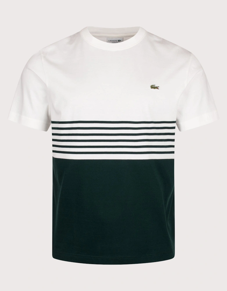 Regular Fit Striped Colour Block T-Shirt