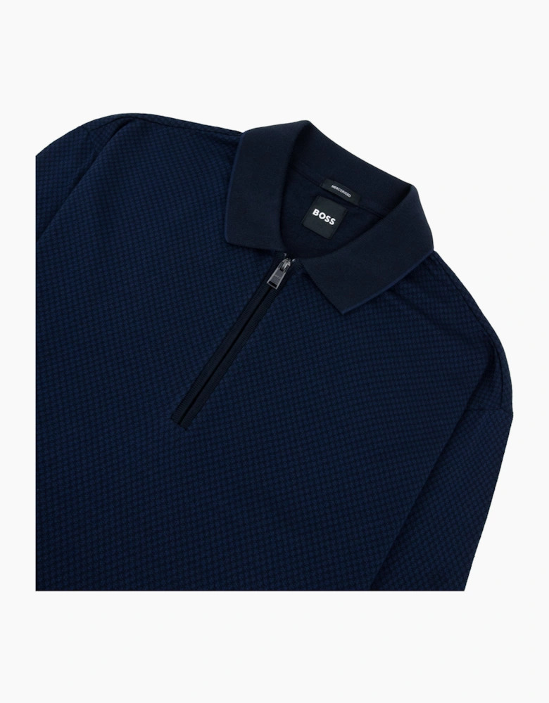 Hugo Boss H-Peduzzi Long Sleeve Zip Polo Navy 404