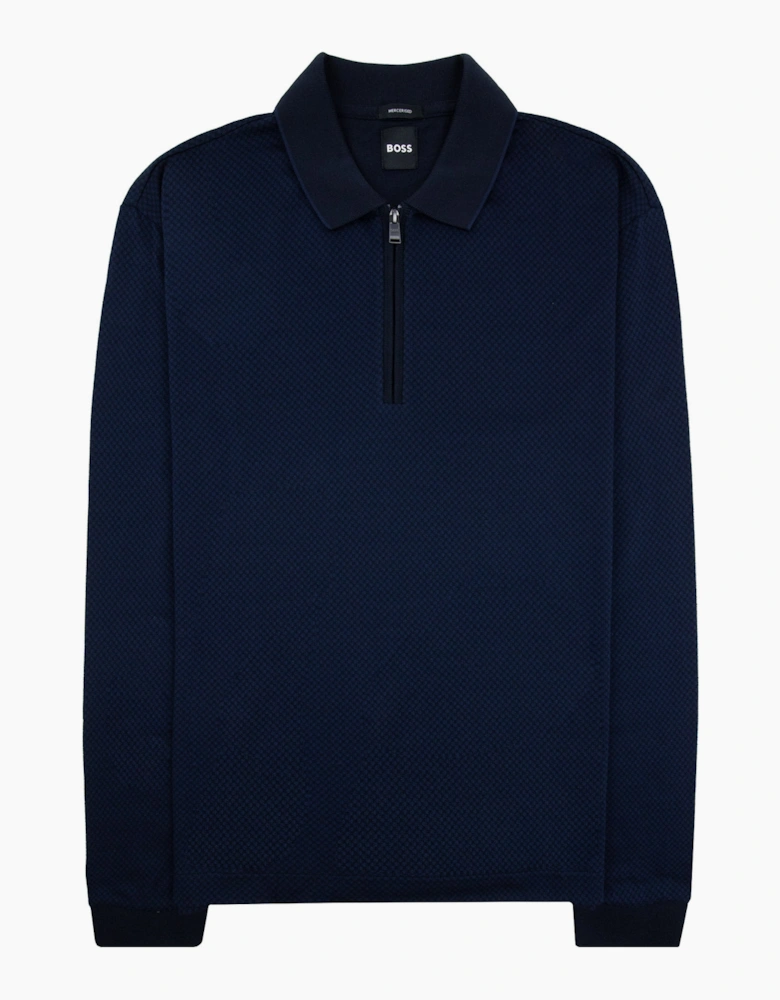 Hugo Boss H-Peduzzi Long Sleeve Zip Polo Navy 404