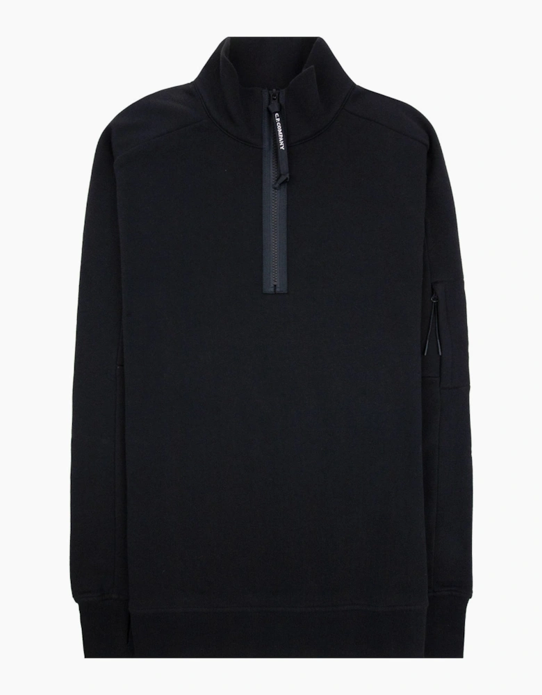 Cp Company Diagonal Raised Fleece Half Zip Lens Sweatshirt Black 999