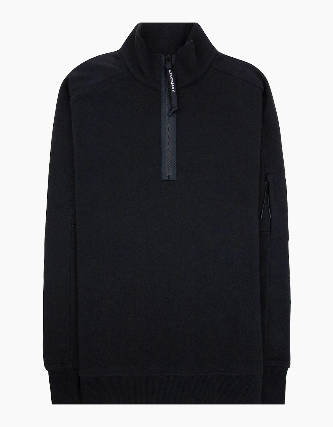 Cp Company Diagonal Raised Fleece Half Zip Lens Sweatshirt Black 999