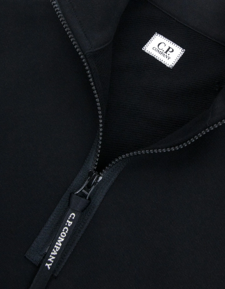 Cp Company Diagonal Raised Fleece Half Zip Lens Sweatshirt Black 999