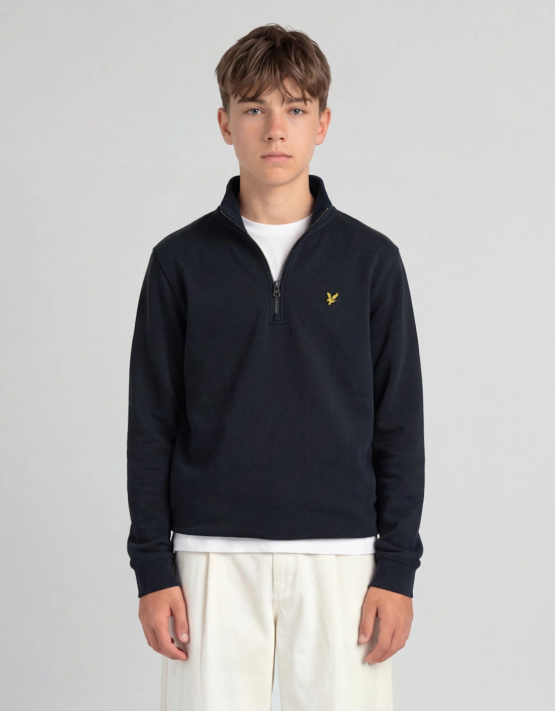 Lyle and Scott 1/4 Zip Jumper In Navy, Size 15/16 Y - Image 4