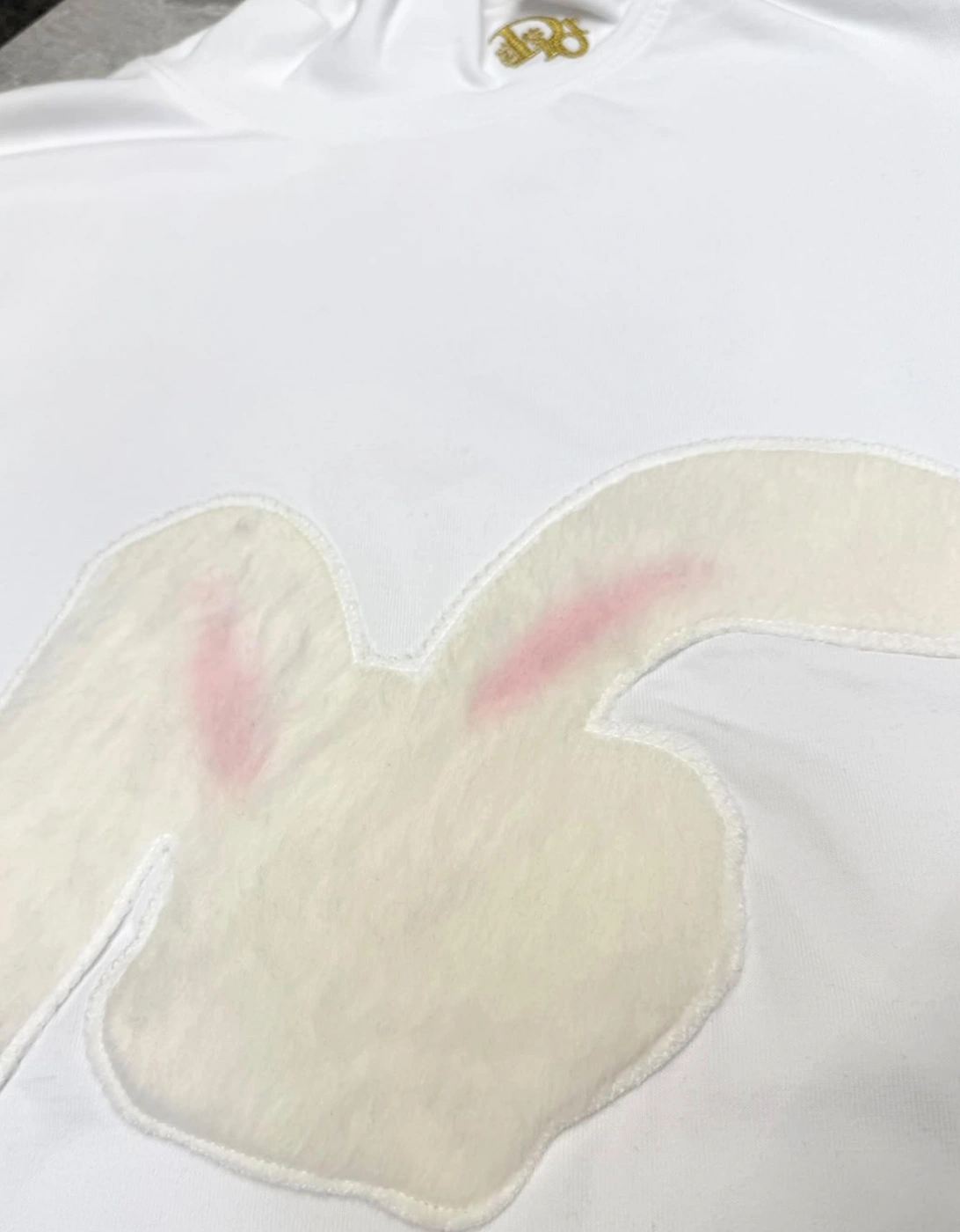 DIOR X ERL FUZZY BUNNY LONG SLEEVE TEE WHITE
