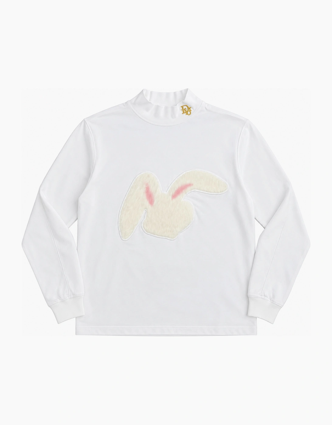 DIOR X ERL FUZZY BUNNY LONG SLEEVE TEE WHITE