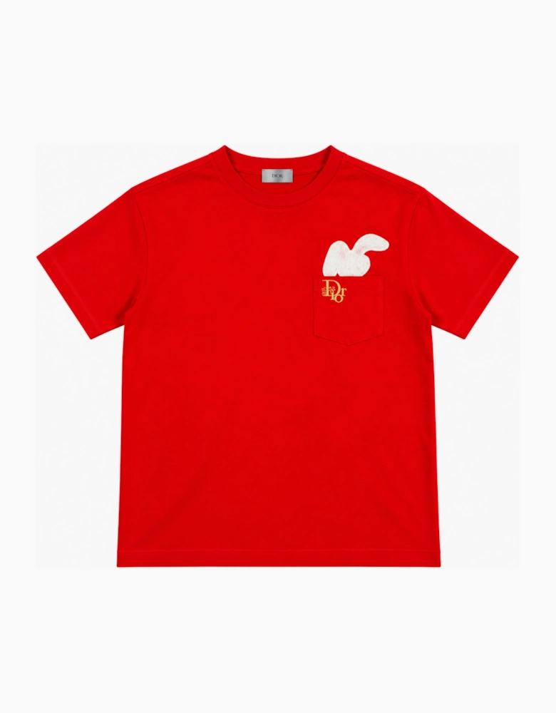 DIOR X ERL BUNNY POCKET TEE RED