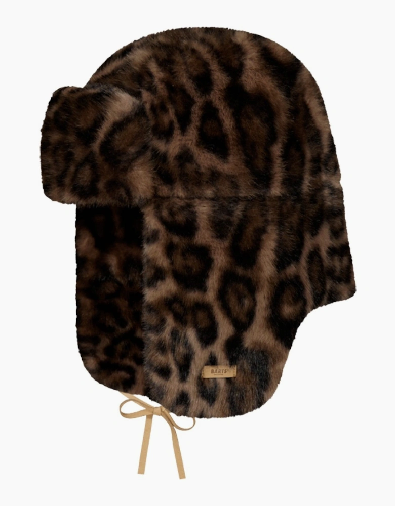 Barts Womens Lucerne Faux Fur Leather Strap Beanie Bomber Hat
