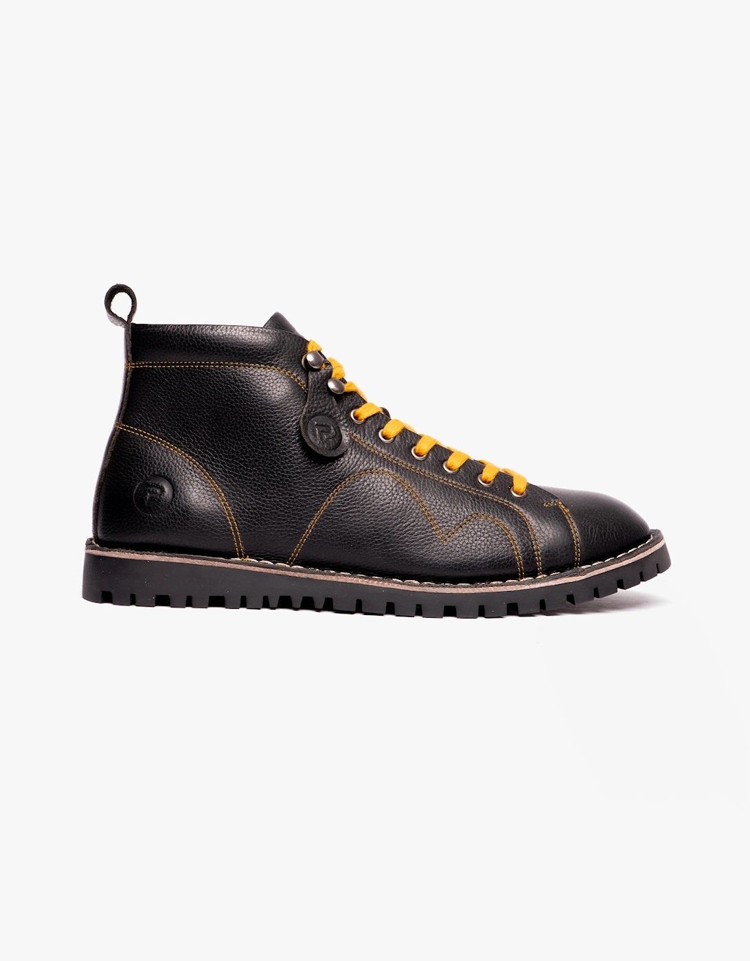 Popps 1961 MOD Mens Leather Monkey Boots Black