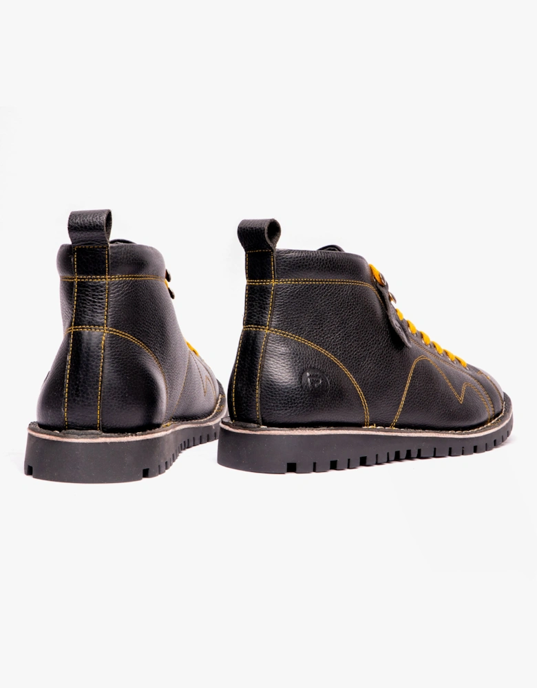 Popps 1961 MOD Mens Leather Monkey Boots Black