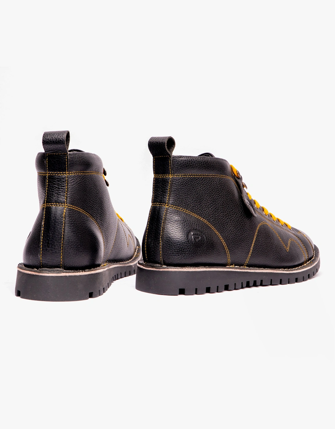 Popps 1961 MOD Mens Leather Monkey Boots Black