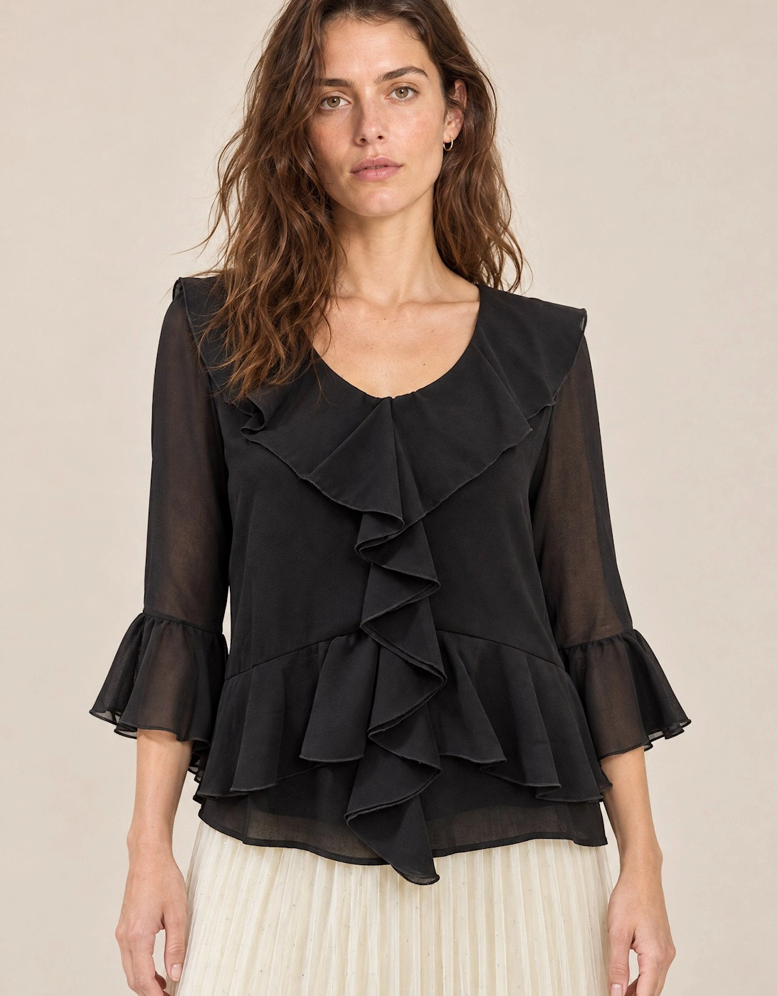 James Lakeland Women's Black Ruffle Blouse | : Size 8 - Image 3