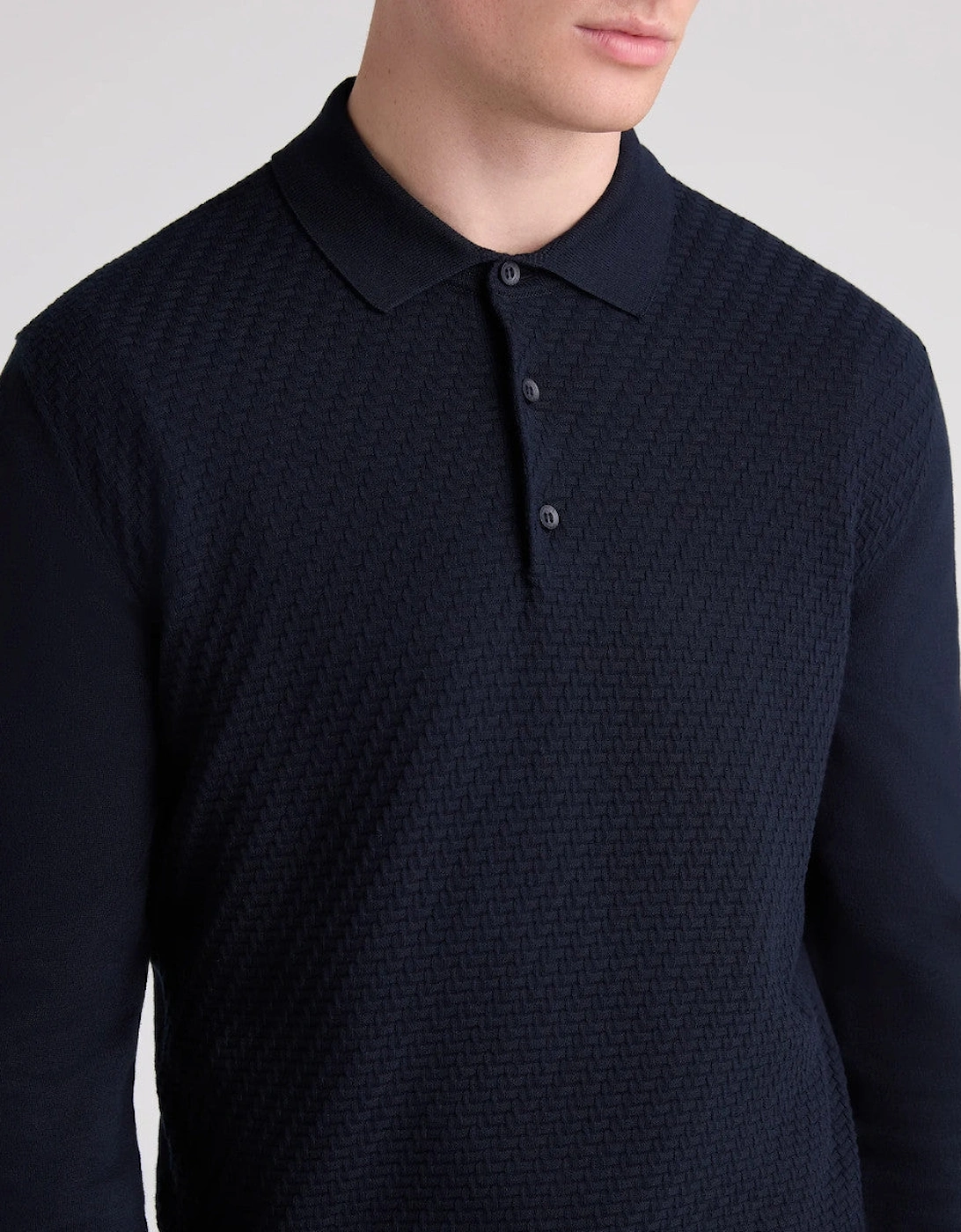 Remus Uomo Textured Knitted Polo 78 Navy