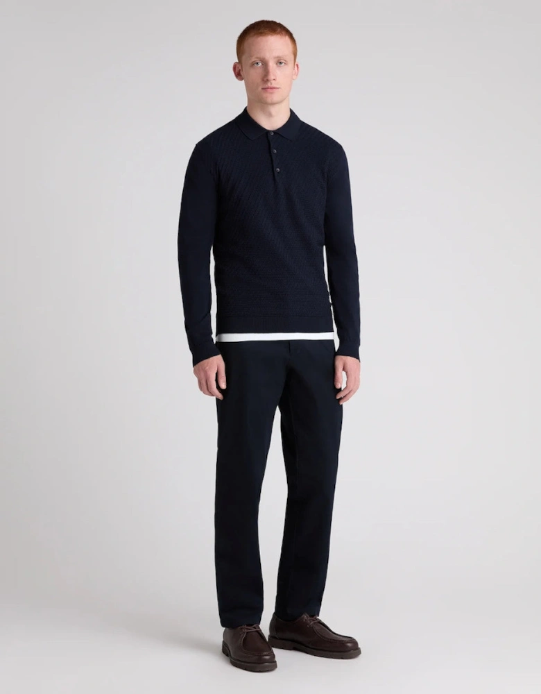 Remus Uomo Textured Knitted Polo 78 Navy