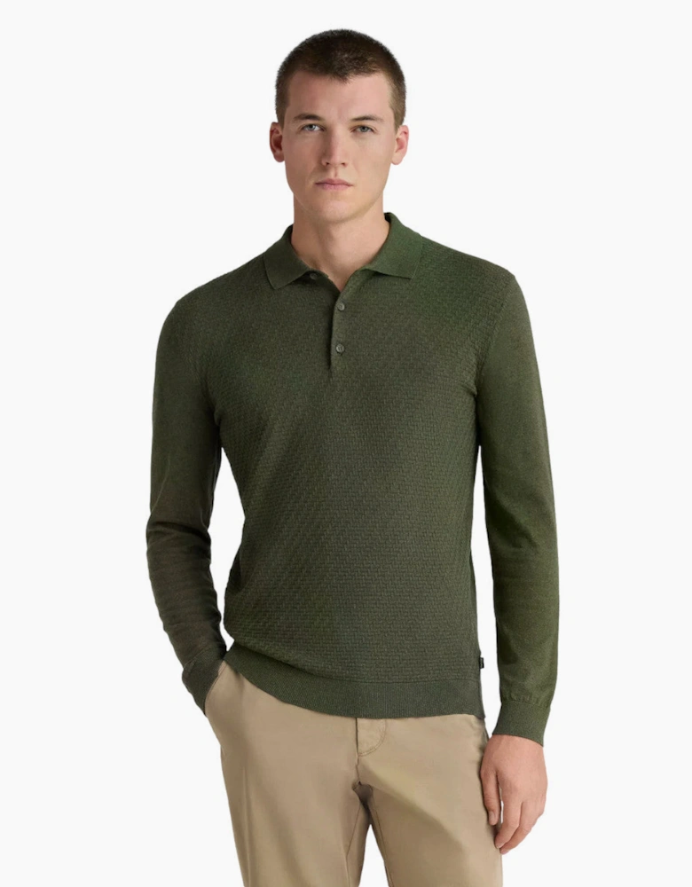 Remus Uomo Textured Knitted Polo 36 Green