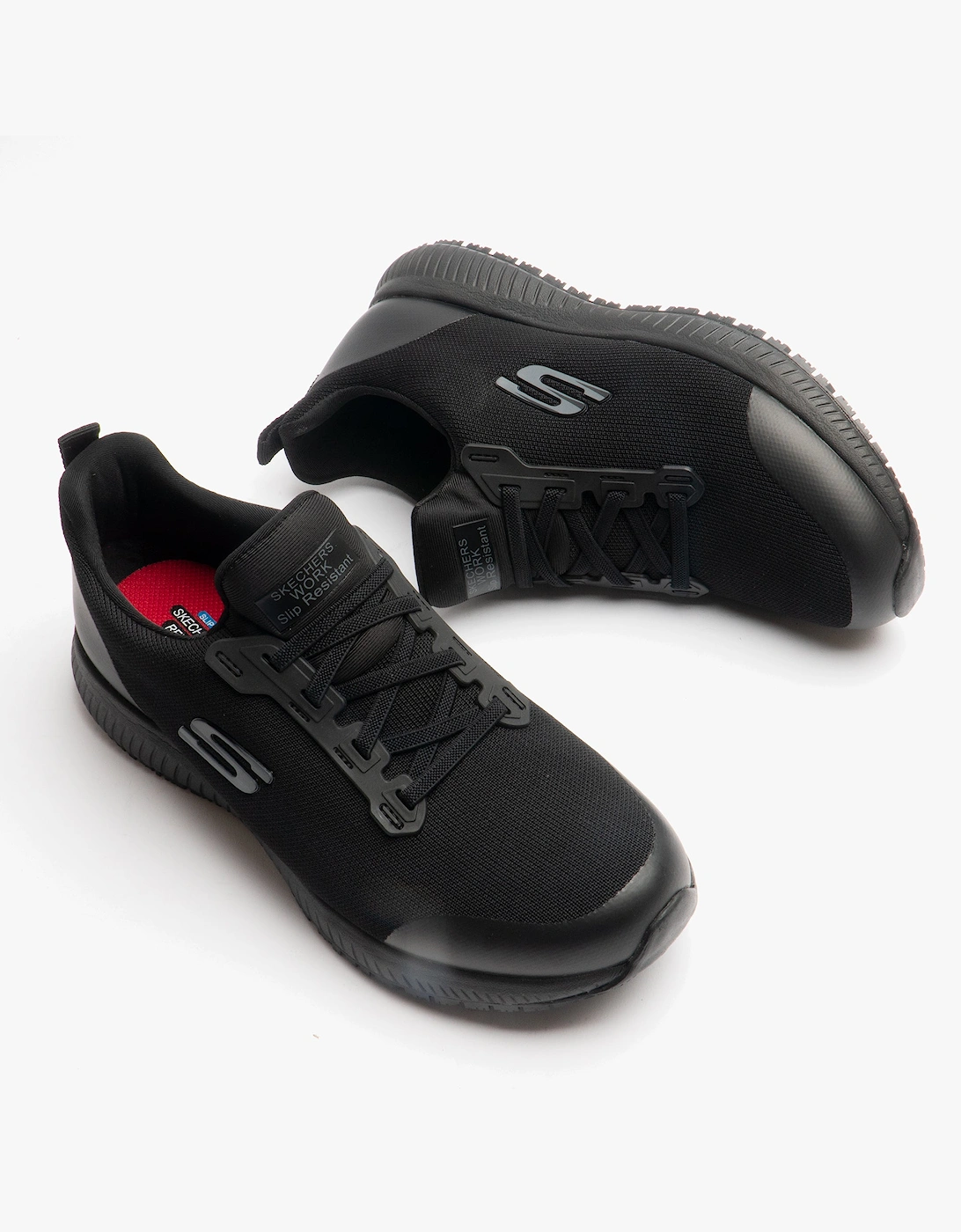 Skechers Work 77222EC Squad SR Womens Slip Resistant Work Trainers Black