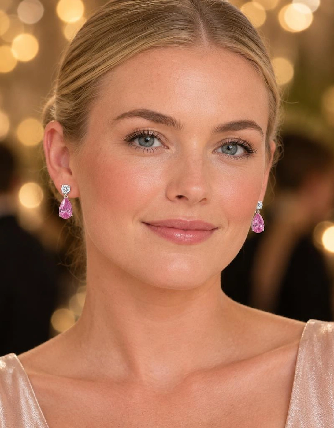 Shade Silver Pink Drop Earrings