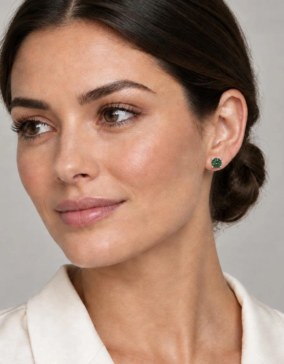 Laine 6mm Emerald Silver Earrings