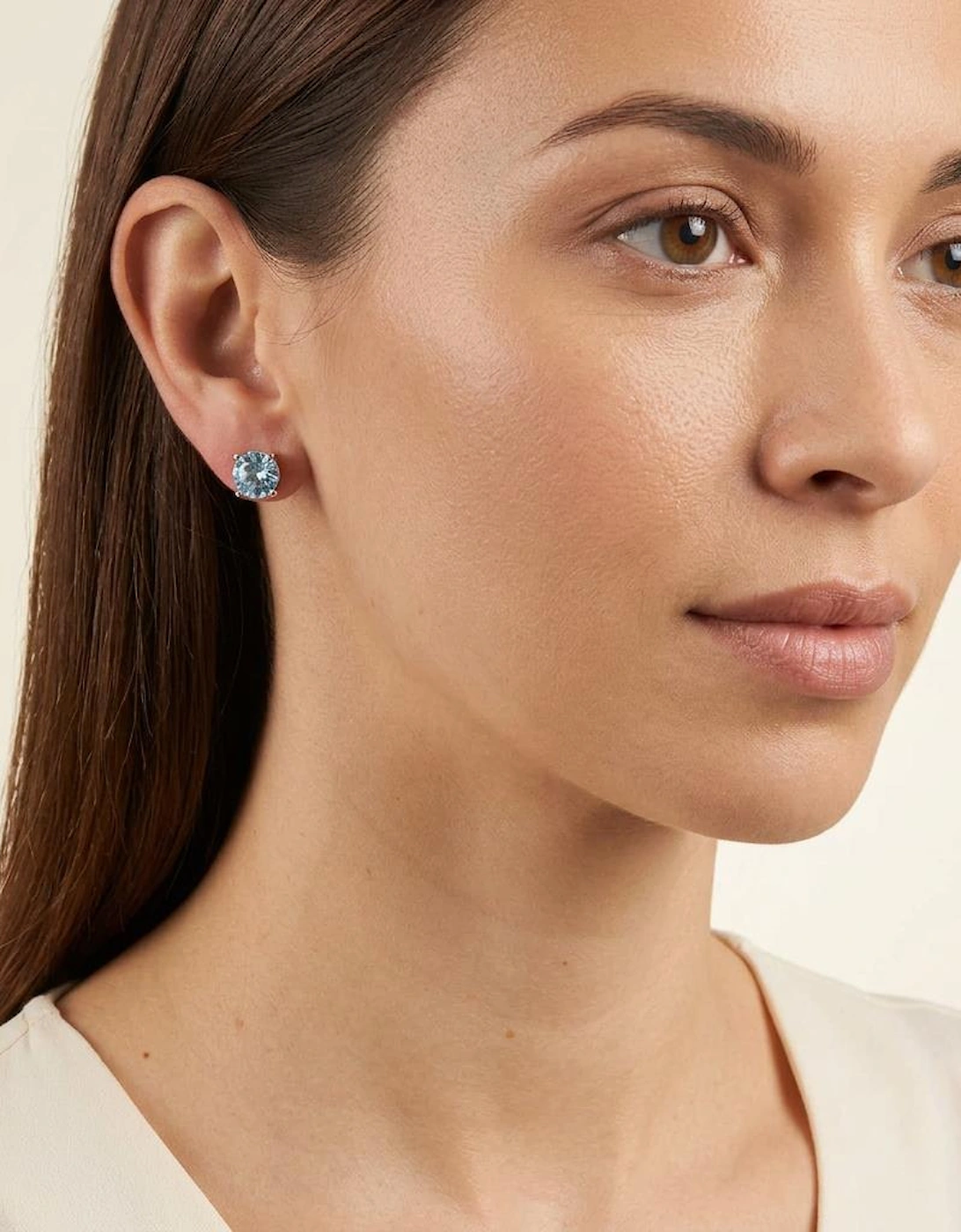 Laine 8mm Aquamarine Silver Earrings