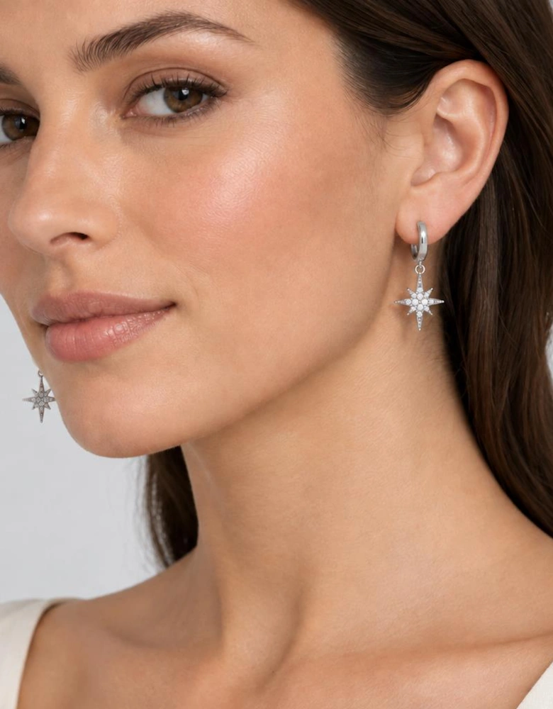 North Star Silver Huggie Hoops