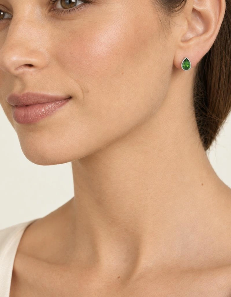 Ran Silver Fern Green Earrings