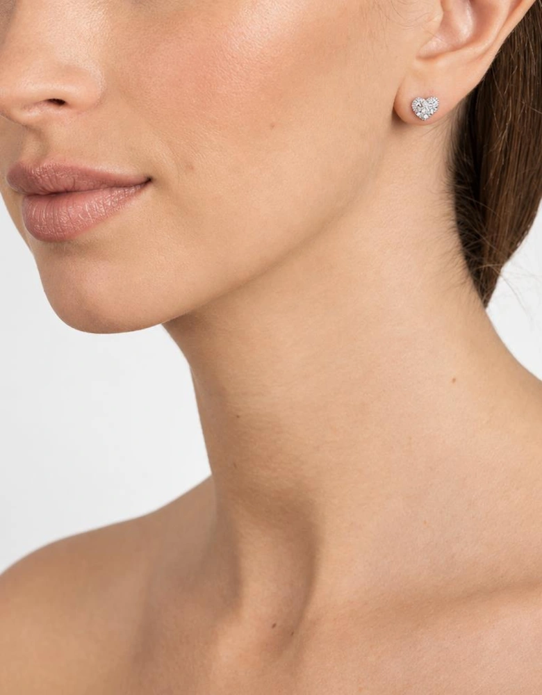 Pom Pom Silver Heart Earrings
