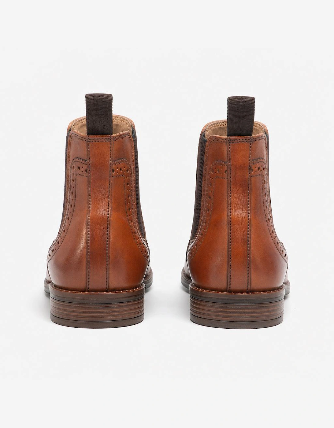 Roamers BLAKE Mens Leather Brogue Chelsea Boots Tan