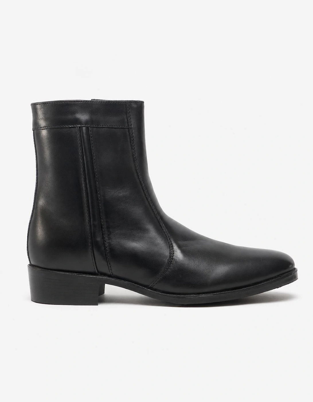 Scimitar RILEY Mens Leather Cuban Heel Boots Black