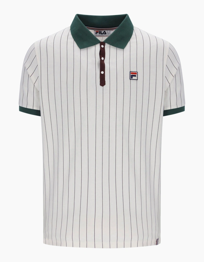 FILA CLASSIC BB1 STRIPED POLO GARDENIA/PINE GREEN/FUDGE