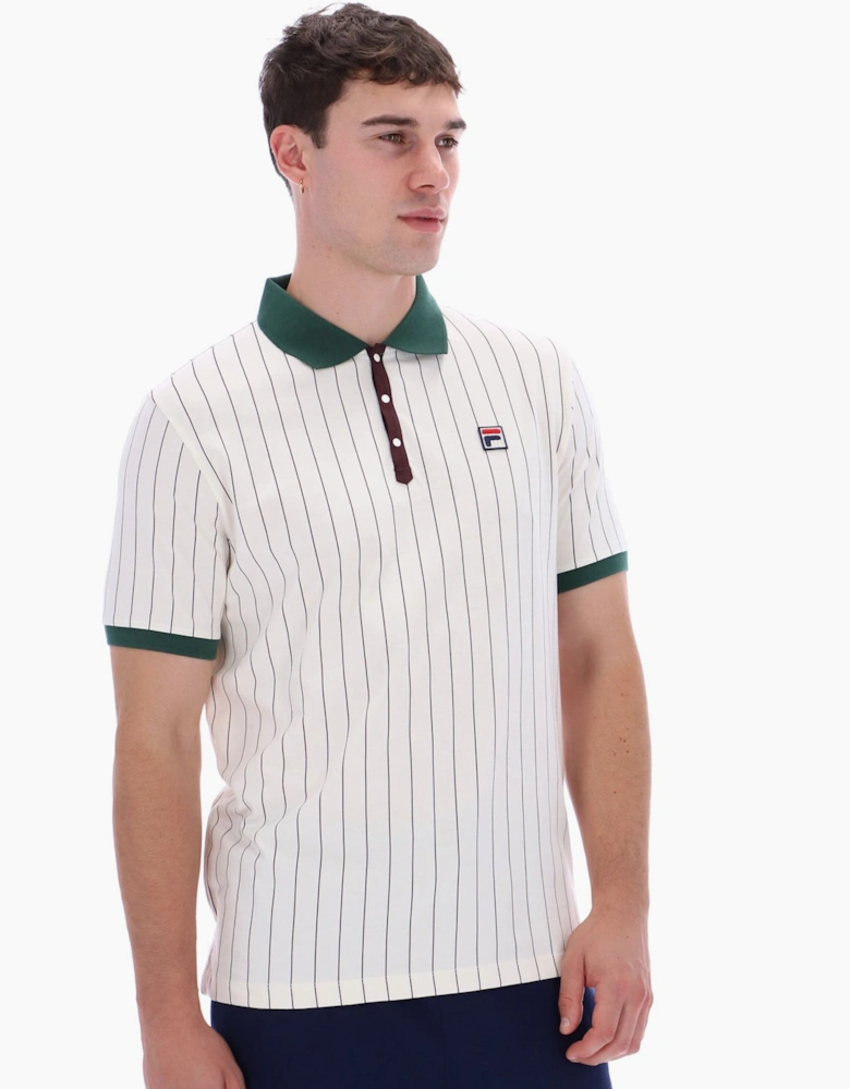 FILA CLASSIC BB1 STRIPED POLO GARDENIA/PINE GREEN/FUDGE
