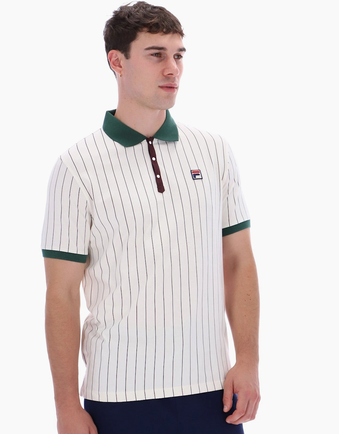 FILA CLASSIC BB1 STRIPED POLO GARDENIA/PINE GREEN/FUDGE