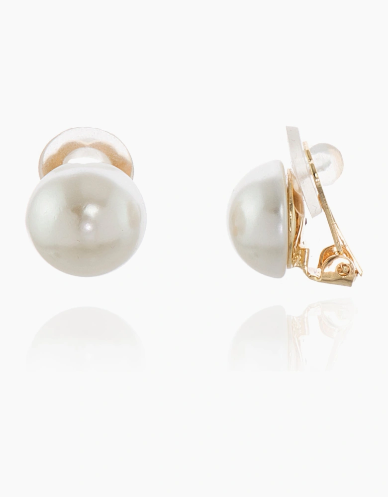 Bibi 12mm Pearl Gold Clip On Earrings