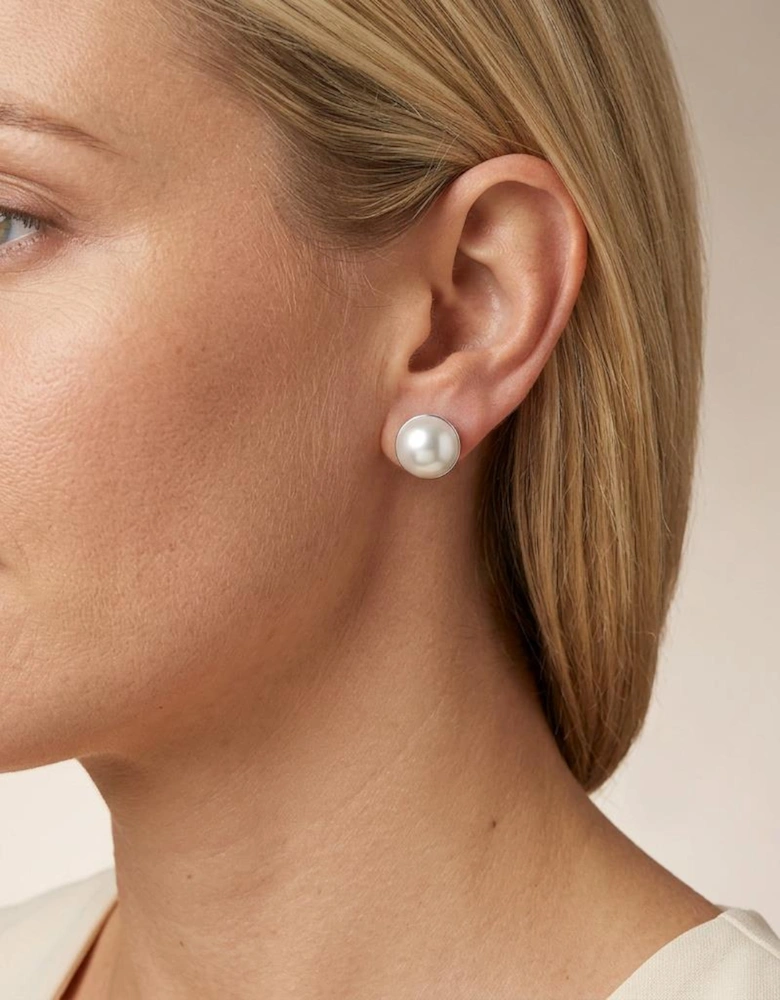 Bibi 14mm Pearl Silver Earrings