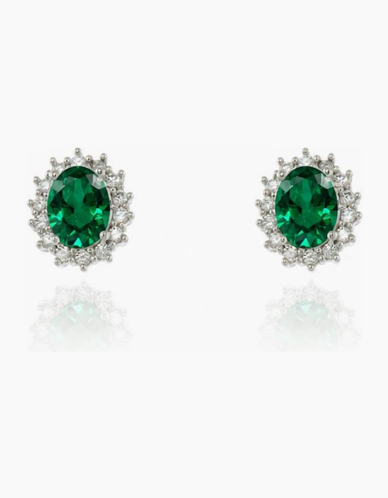 Dacia Silver Emerald Earrings