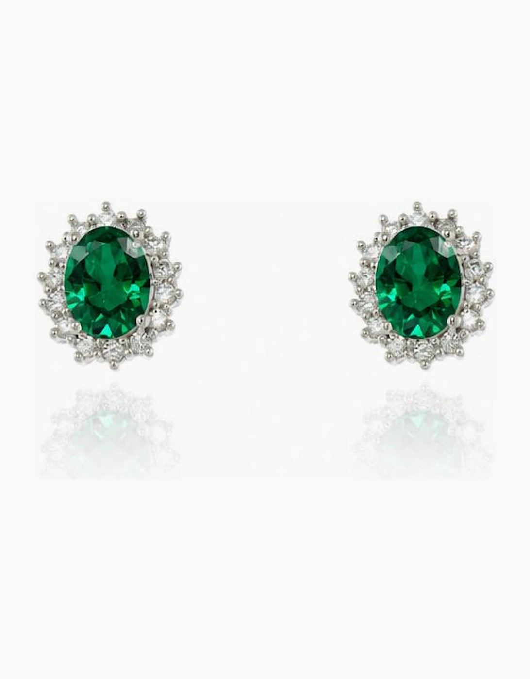 Dacia Silver Emerald Earrings