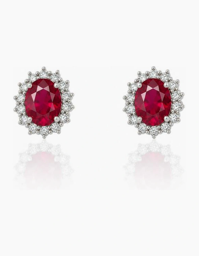 Dacia Silver Ruby Earrings