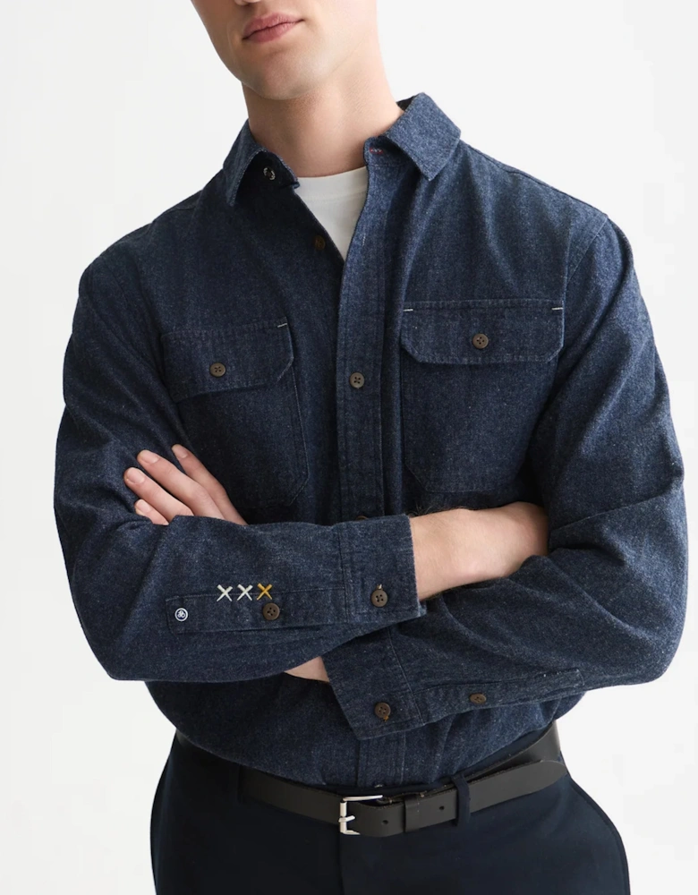 Scotch & Soda Denim Flannel relaxed fit overshirt INDIGO